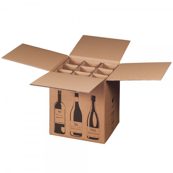Versandkarton für 9 Flaschen. Flaschenkartons DHL und UPS zertifiziert