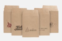 Versandtaschen aus Kraftpapier mir weichnachtlichen Motiven bedruckt (speziell für Weihnachten, X-Mas)
