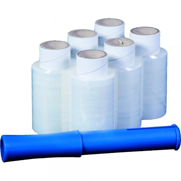 Bündelfolie - Set bestehend aus HAndabroller und 6 Rollen Mini-Stretchfolie