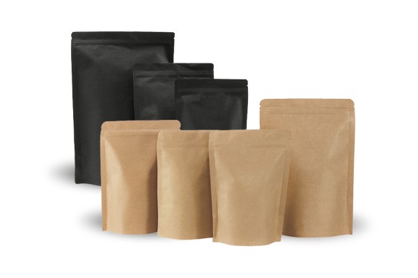 Stand-up pouches made from kraft paper