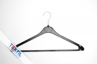 Plastic hanger with rubberized bar