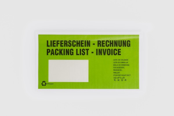 Papier-Lieferscheintaschen aus recyceltem Material Papier recycelbar und ohne Plastik für Lieferscheine und Rechnungen DIN LANG