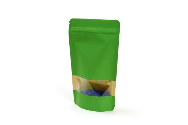 Stand-up pouch made of kraft paper with viewing window
