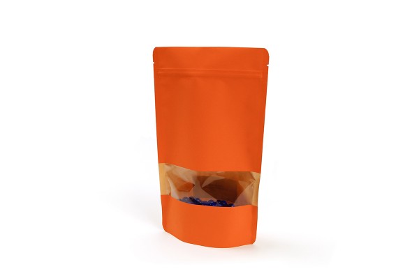 Stand-up pouch made of kraft paper with viewing window