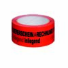 Red warning packing tape with various prints