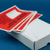 Self-adhesive document wallets in a dispenser box