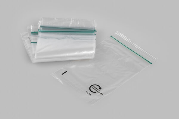 Druckverschlussbeutel aus recycelter LDPE Folie (PIR)