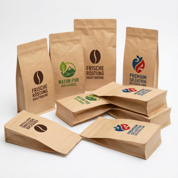 Jumbo Flachbodenbeutel aus Kraftpapier mit Ihrem Logo