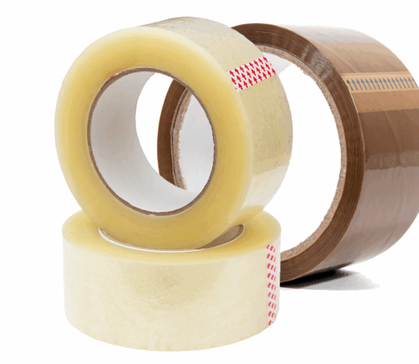 Paper or plastic packing tape on a roll
