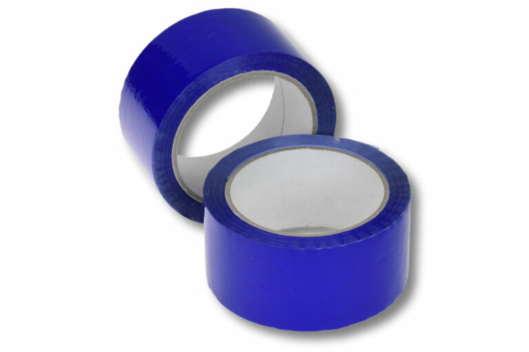 Coloured PP packing tape with low-noise unwinding on a roll Coloured PP packing tape with low-noise unwinding on a roll