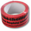 Red warning packing tape with various prints