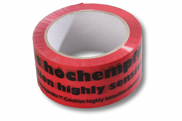 Red warning packing tape with various prints Red warning packing tape with various prints