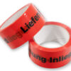 Red warning packing tape with various prints