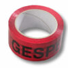 Red warning packing tape with various prints