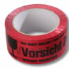 Red warning packing tape with various prints
