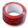 Red warning packing tape with various prints