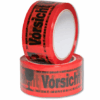 Red warning packing tape with various prints