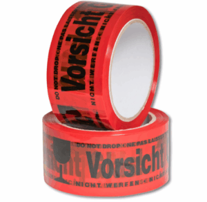 Rotes Signalklebeband mit verschiedenen Beschriftungen