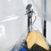 Tear-off hood packaging device for hanging garments