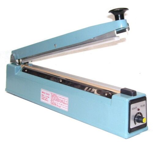 Impulse heat sealer with integrated cutting blade Impulse heat sealer with integrated cutting blade