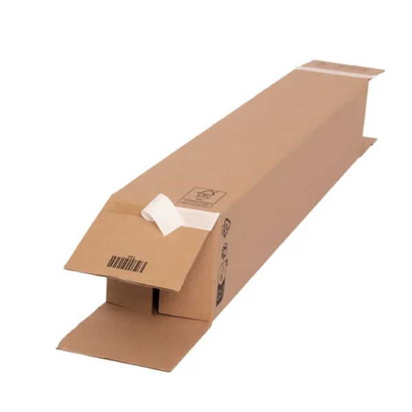 Faltkarton 105 x 105 x 610 mm, 1 wellig, braun, bedruckt