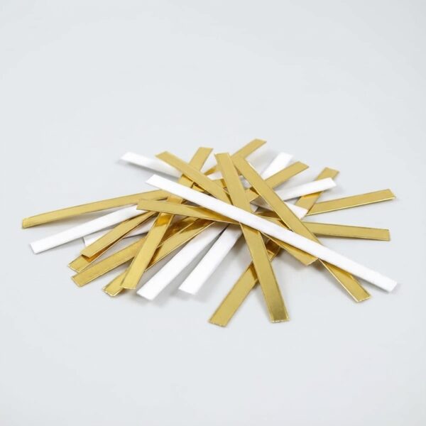 1,000 closure strips for bottom gusset bags in white or gold