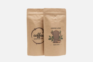 Brown stand-up pouches with a valve and your logo