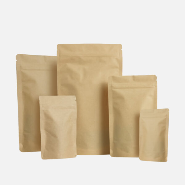 Aluminiumfreie Standbodenbeutel aus braunem Kraftpapier